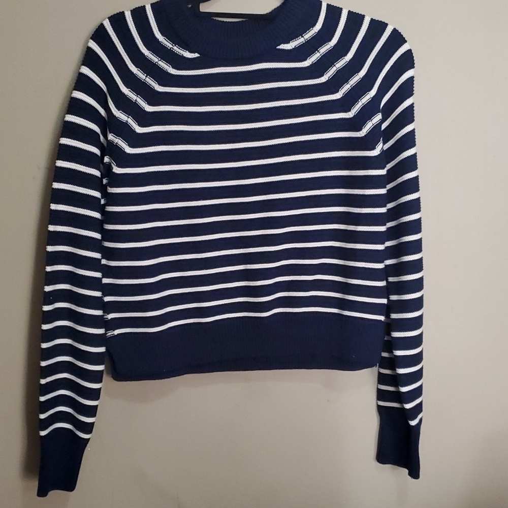 French connection Navy And White Stripe sweater size small